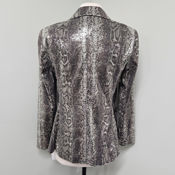 Alberto Mikali Sequin Blazer Jacket Animal Print Button Snap Closure Medium NWT - Picture 6 of 12
